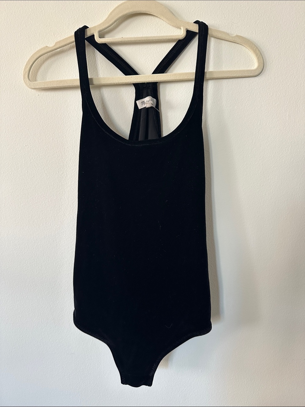 Madewell Black Velvet Racerback Tank Bodysuit